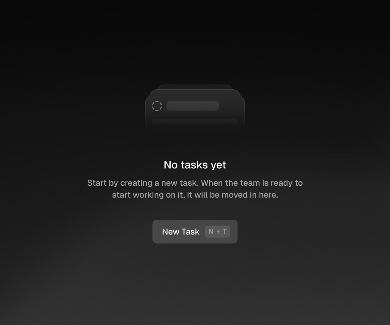 Empty task list state reading no tasks yet with a New Task button