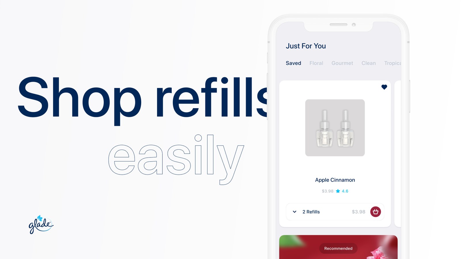 Shop refills screen in the Glade app