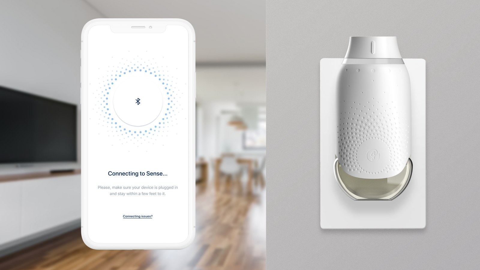 Device connecting screen beside the Glade plug-in on a wall