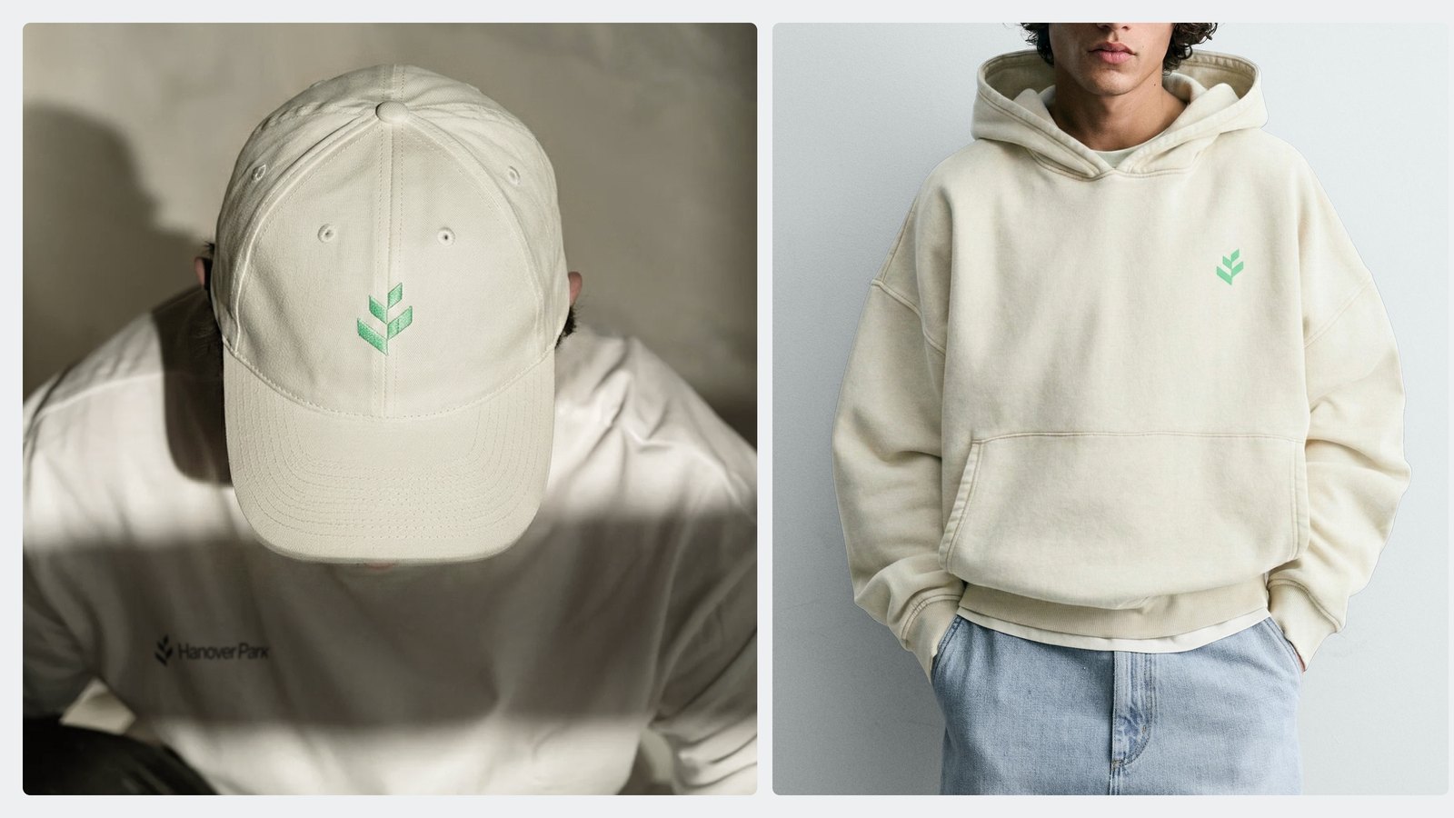 Cream cap embroidered with the Hanover Park mark