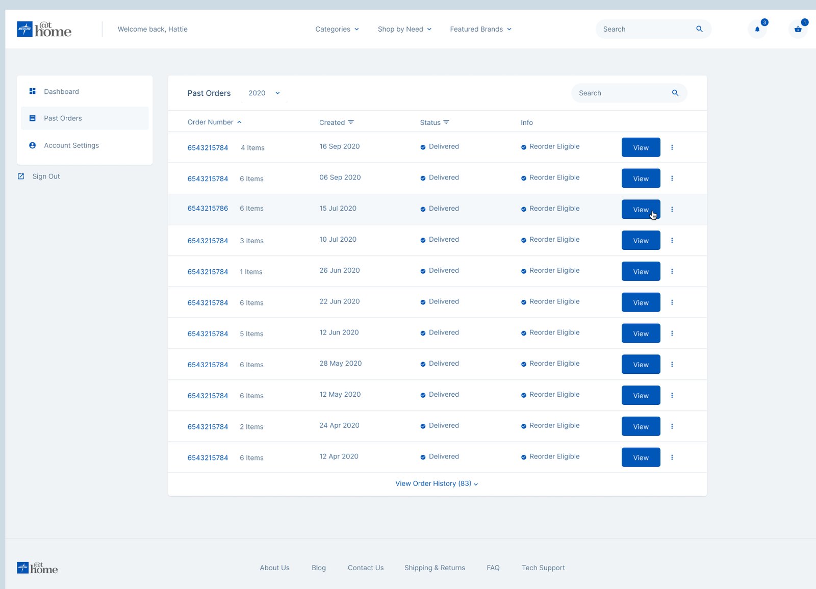 Reorder list with quick reorder buttons