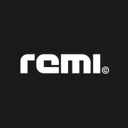 The Remi wordmark on charcoal