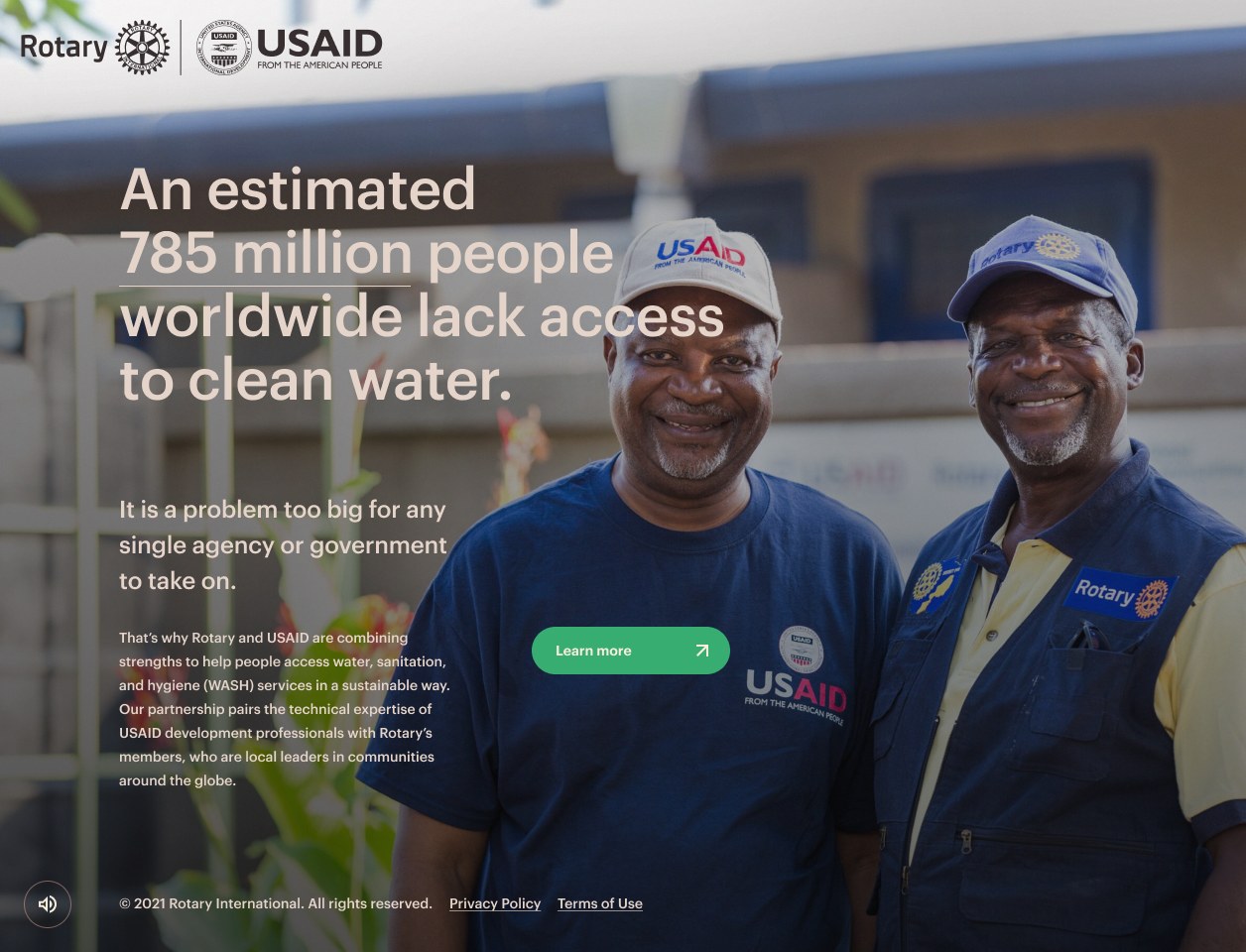 Homepage hero: an estimated 785 million people worldwide lack access to clean water