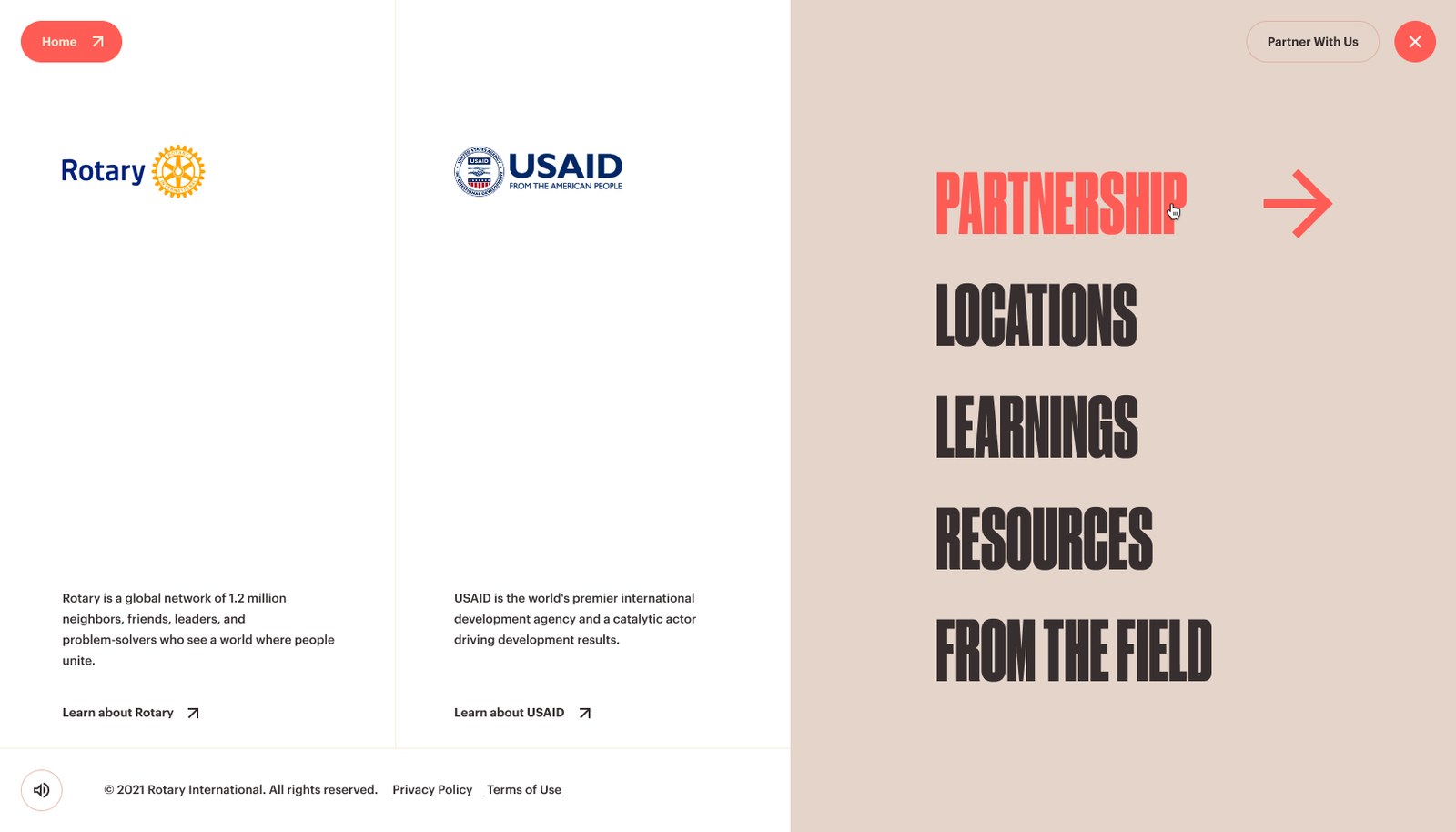 Site navigation: Partnership, Locations, Our Approach, What We Do, Partner With Us