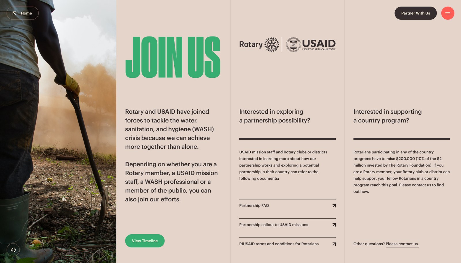 Partner With Us section inviting people to join the work