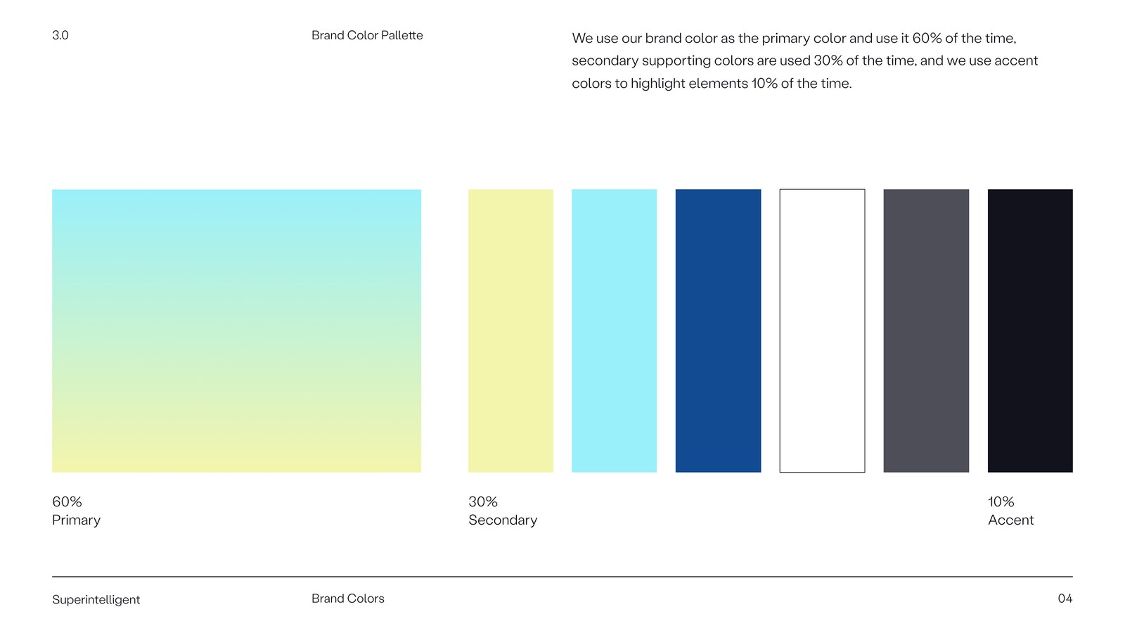 Brand color palette swatches and type samples