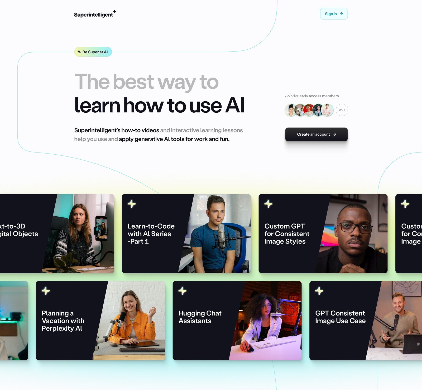 App onboarding screen listing learning basics