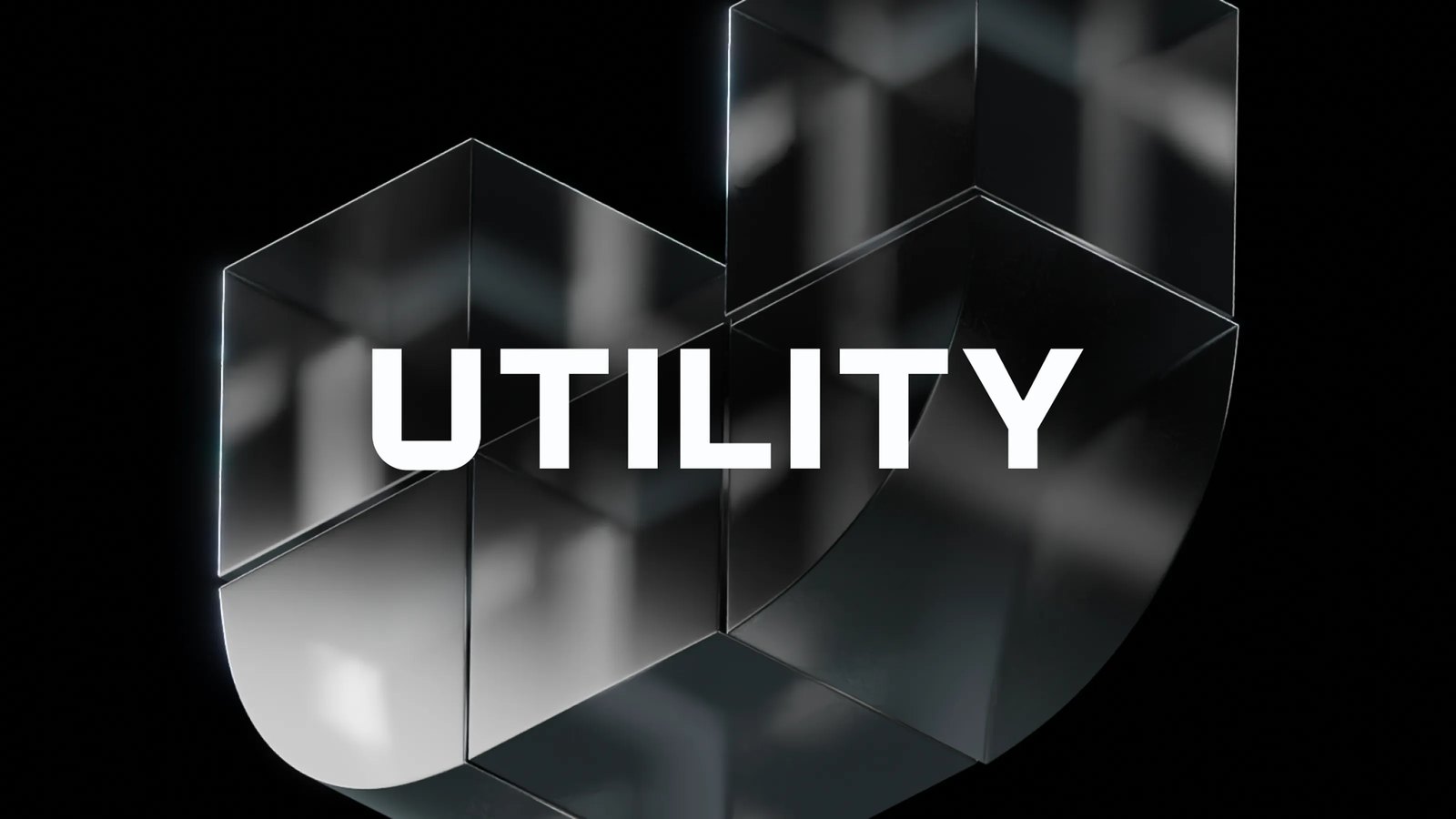 Utility logotype centered on a dark faceted panel